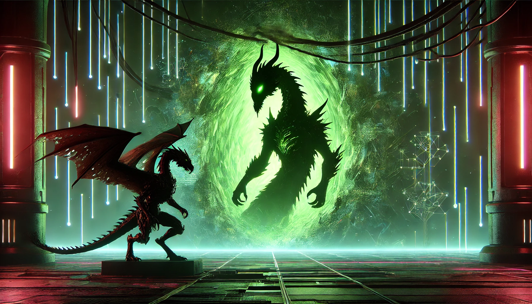 Silhouette of Iblis emerging from the breach